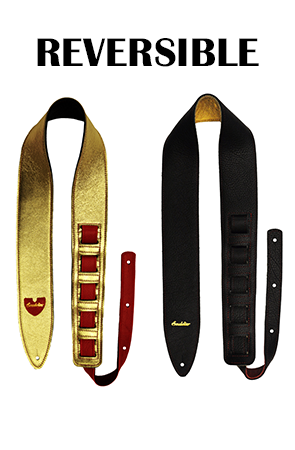 Reversible Metallic Torpedo Strap - Gold, Red, and Black - TRMGSGD01RD